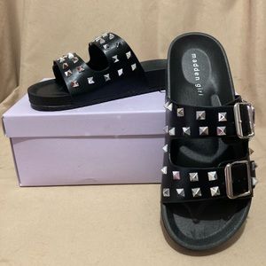 Steve Madden | Shoes | New Steve Madden Madden Girl Teddyp Black Studded  Slides Size 7 | Poshmark